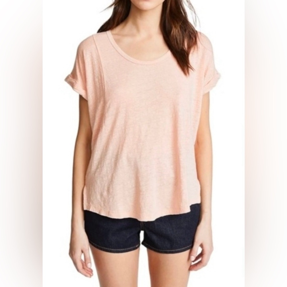 Rag & Bone Lottie 100% Linen T Slouchy Shirt Pink Rose Women Size Medium
